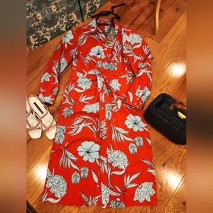 Zara Shirtdress Twist Knot Floral Summer Professional Dress